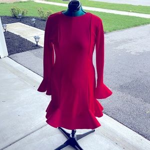 Red Long Sleeve Sheath Dress